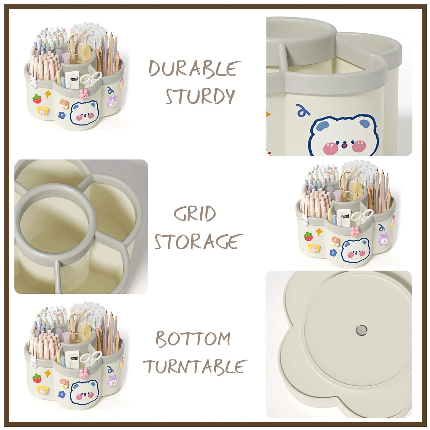 Rotating Pen, Cosmetic Brush & Accessory Holder.